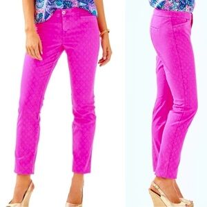 Lilly Pulitzer Size 4 Kelly Jacquard Sunset Pink Hot Inseam 26” #D1